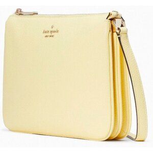 S Kate Spade Leila Triple Gusset Pale Yellow Leather Crossbody NWT WKR00448 $279